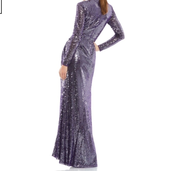 MAC DUGGAL Long Sleeve Formal Wedding Cocktail Long Sequin Gown • Size 12 NWT - Picture 2 of 3